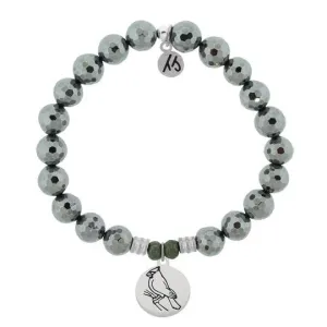 Terahertz Stone Bracelet with Cardinal Sterling Silver Charm