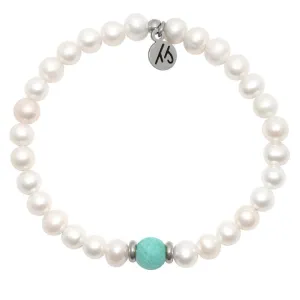 The Cape Bracelet- Pearl with Peruvian Amazonite Ball