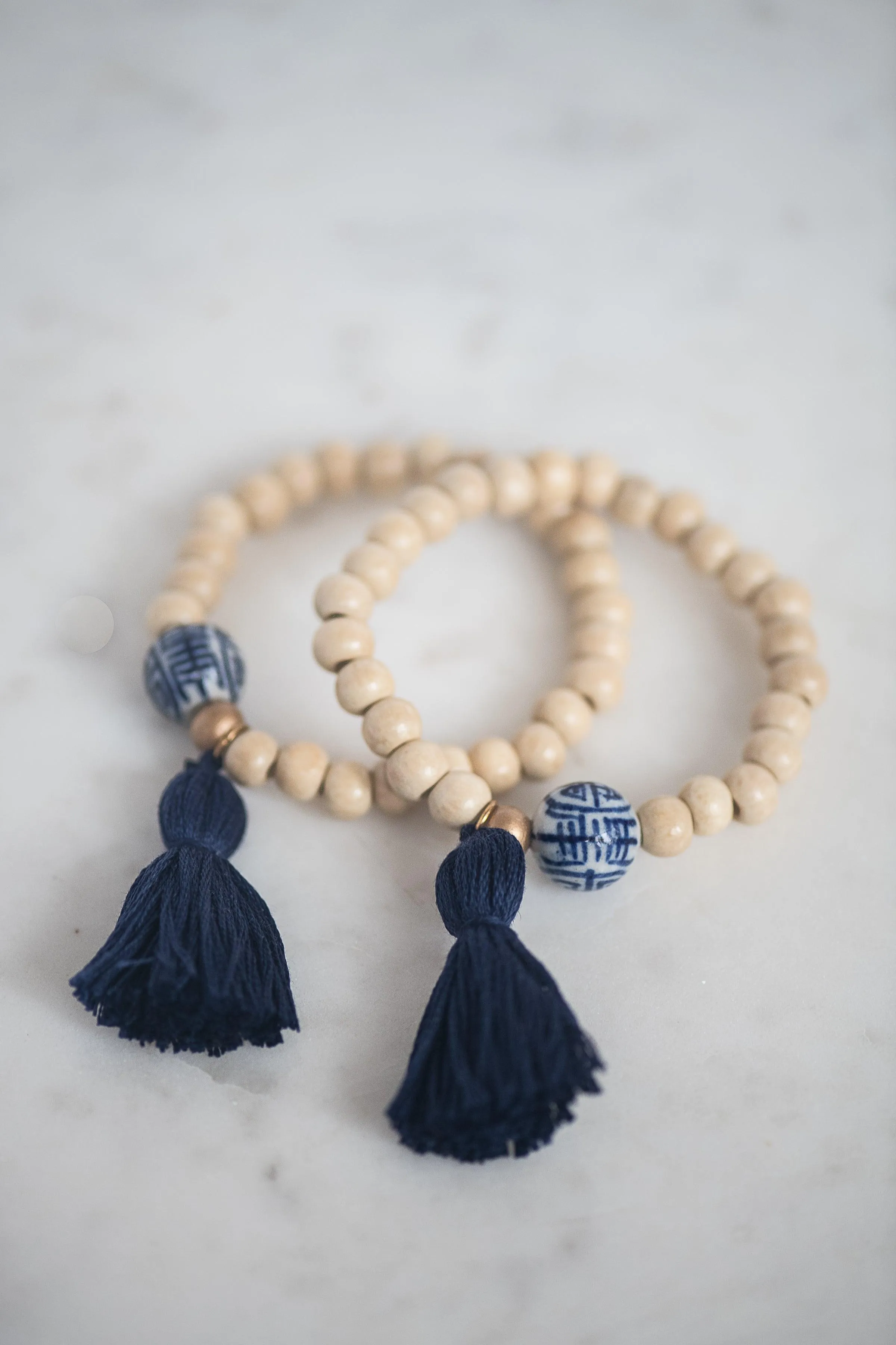 The Elliotborough Tassel Bracelet In Navy