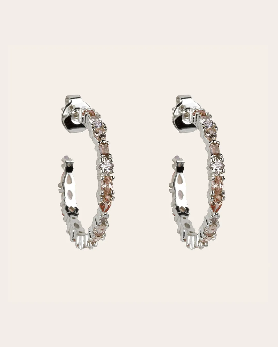 The Mini Adriana champagne earrings - silver plated