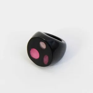 Three Dot Pink and Black Ring