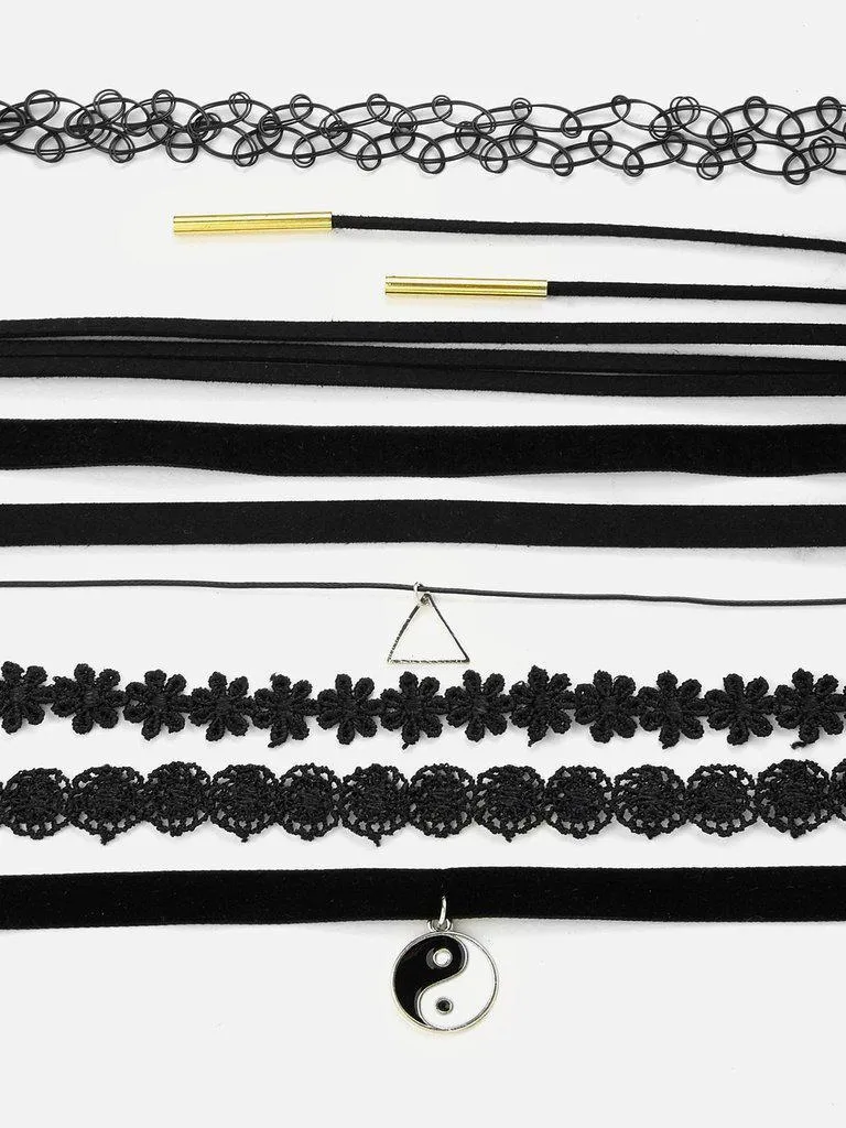 Triangle Pendant Choker Necklace 8pcs