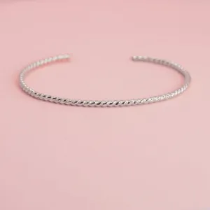 Twisted Silver Rope Cuff Bracelet