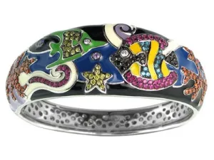 Under the Sea - Black Enamel with CZ Bangle