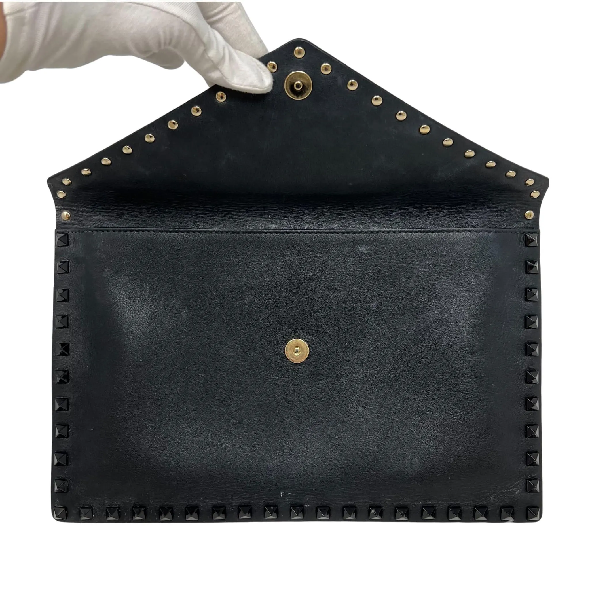 Valentino Black Rockstud Envelope Pouch