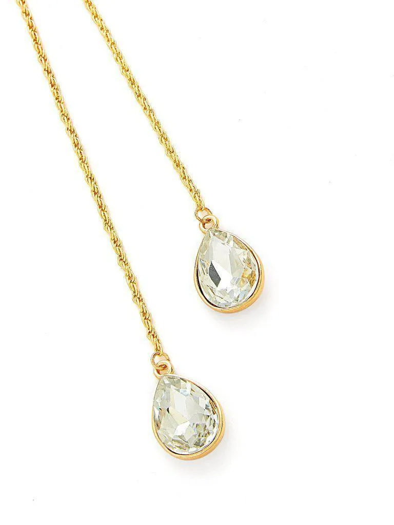 Water Drop Rhinestone Pendant Wrap Chain Necklace