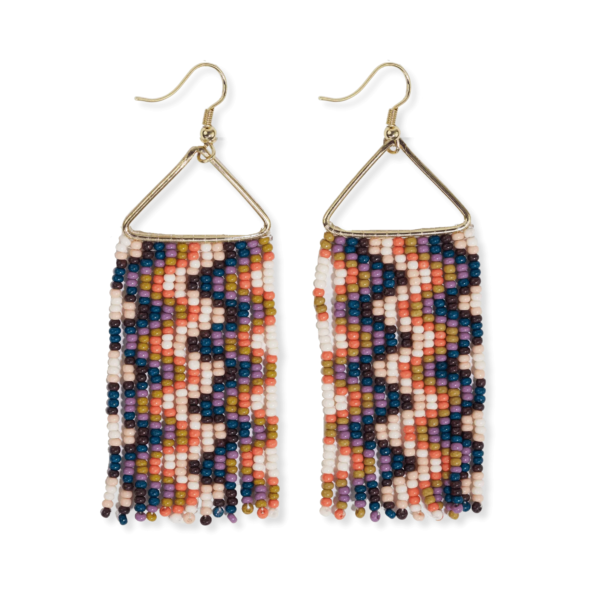 Whitney Wavy Beaded Fringe Earrings Citron   Coral