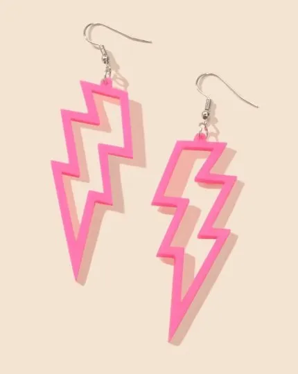 Y2K - Bright neon yellow electric lightning earrings | Art dangle earrings | pop fun charm hoop earrings | oversize statement earrings